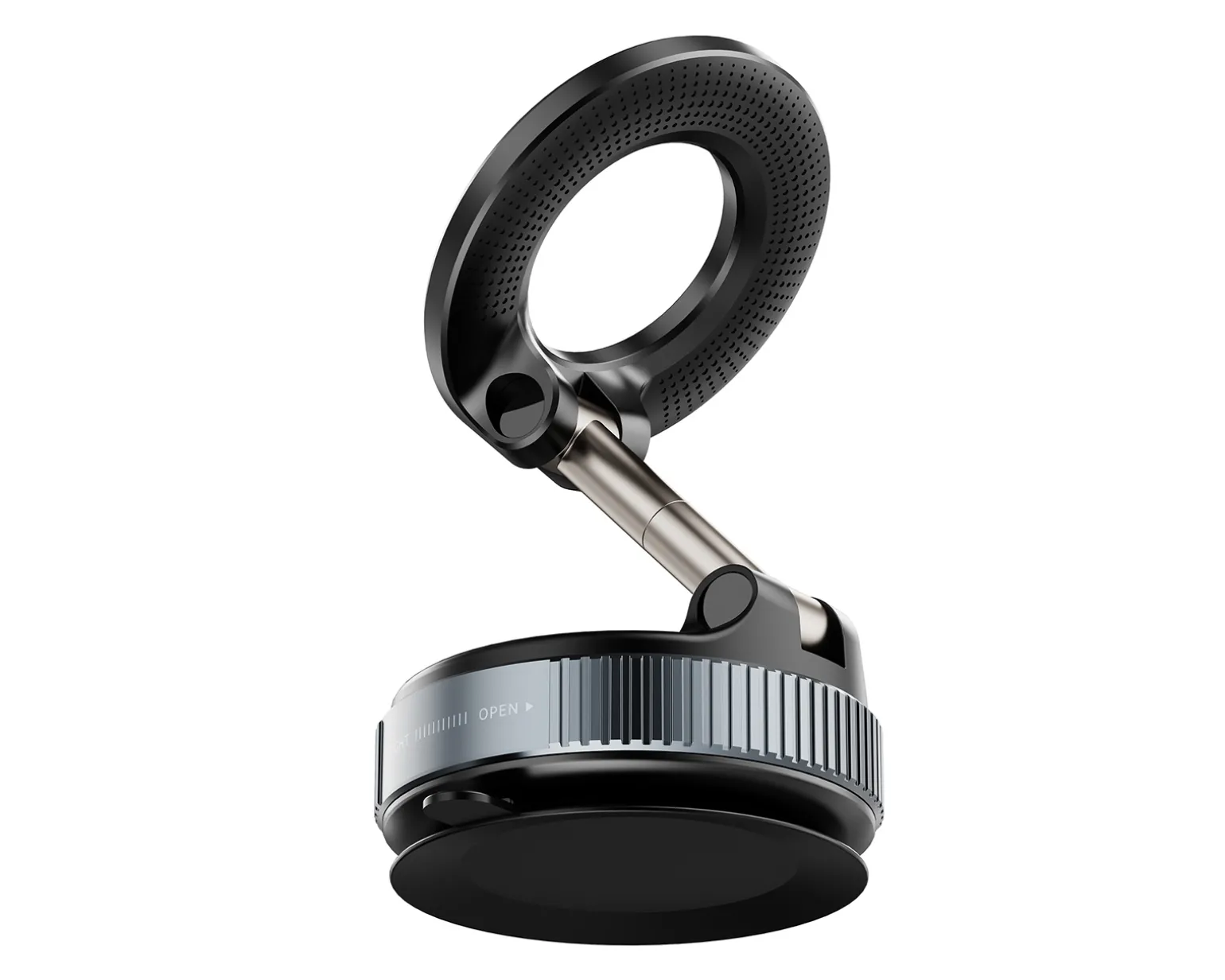 Vacuum Phone Holder with Magnetic Ring - Black