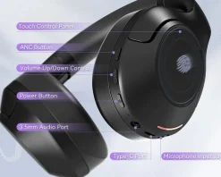 X3 Bluetooth ANC Headphones Over-Ear - Black