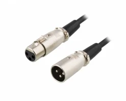 XLR Cable, 3-pin Male - 3-pin Female, 1m - Black