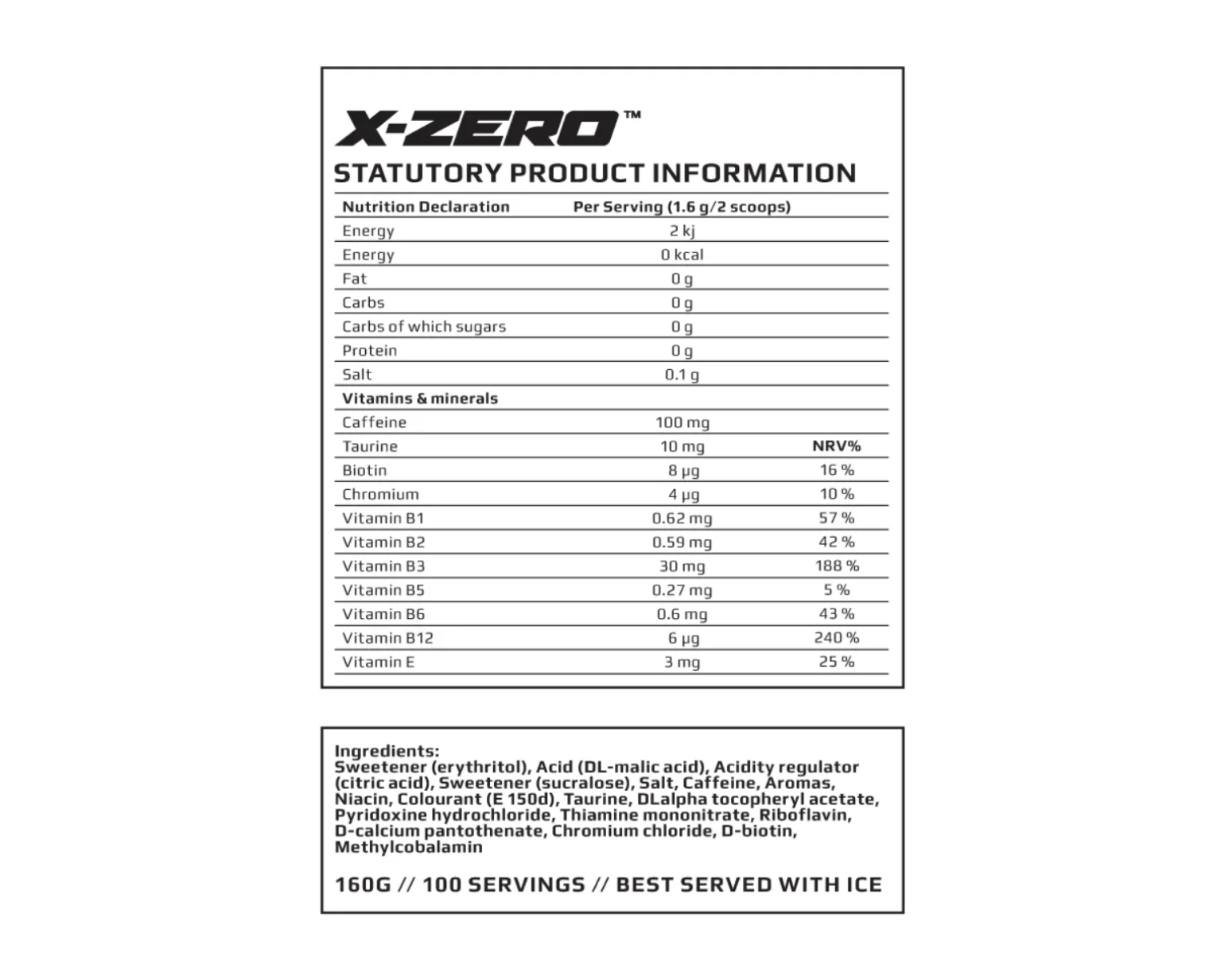 X-Zero Blueberry & Coconut - 100 Servings