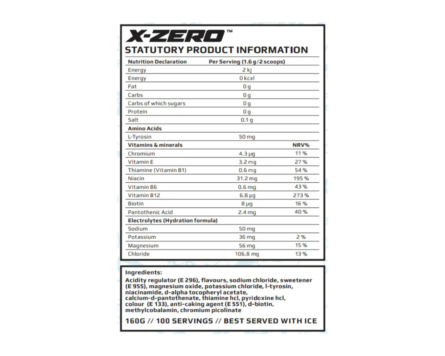 X-Zero Hydration+ Green Apple - 100 Servings